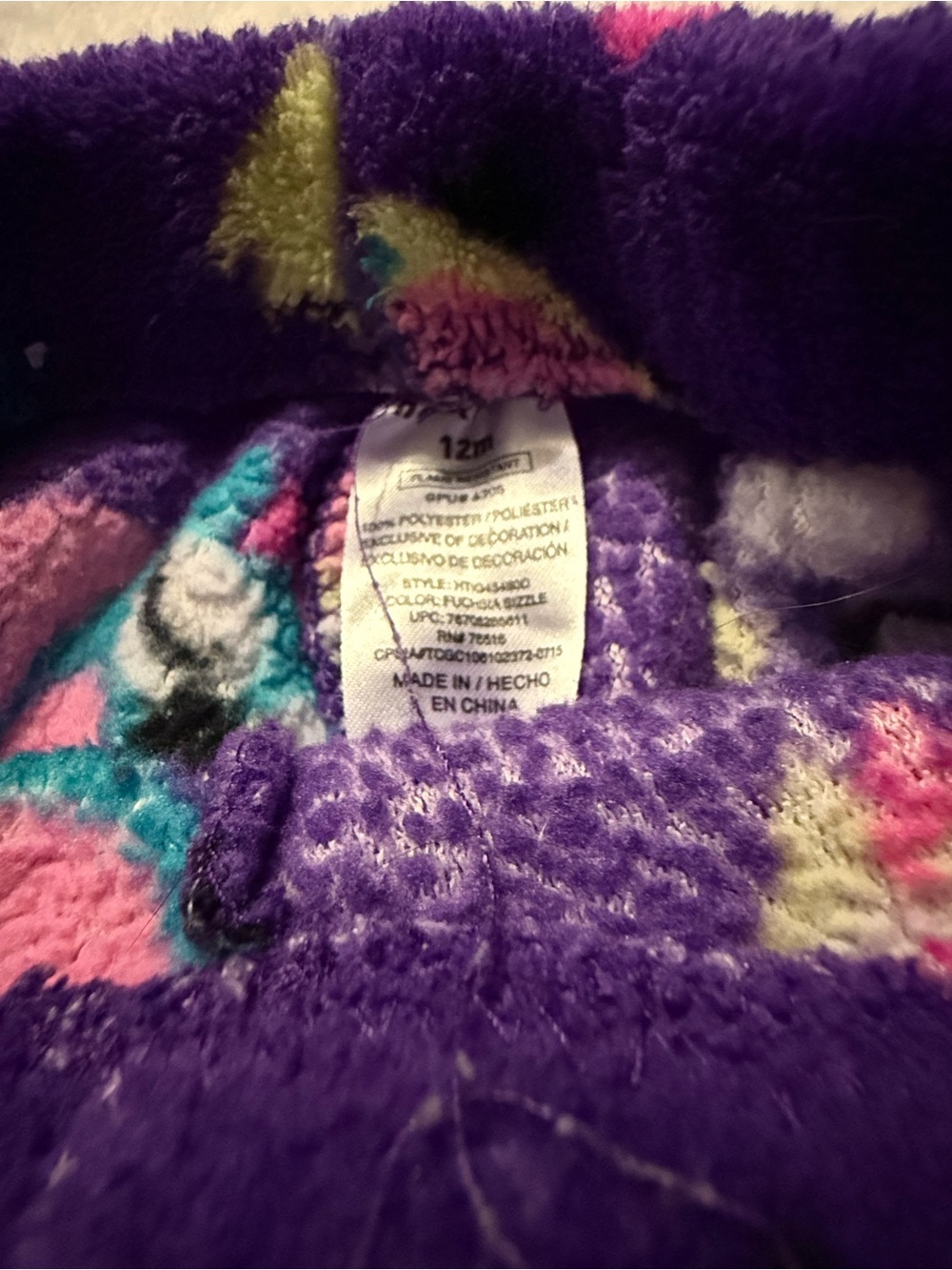 healthtex Girls Purple Plush Owl Pajama Pants with Pink Accents - Picture 2 of 2